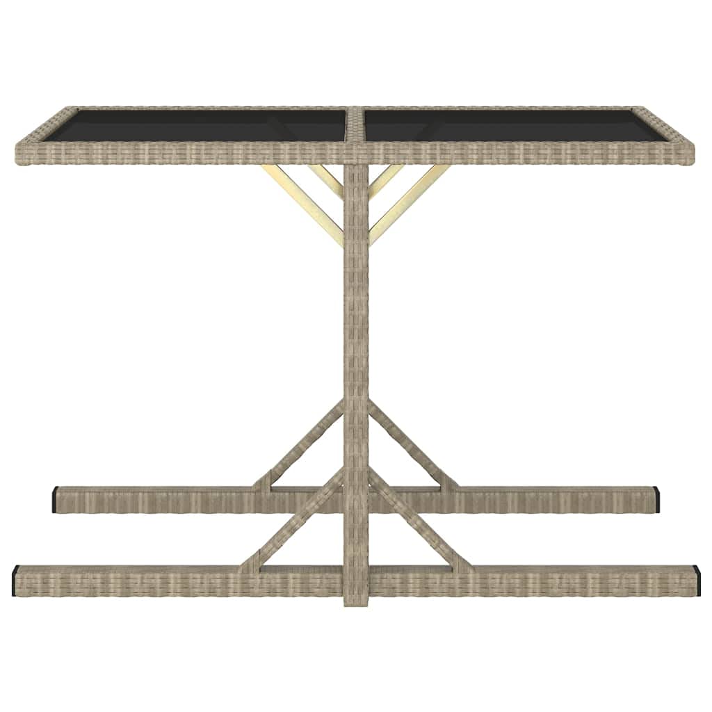 vidaXL Patio Table Patio Garden Table for Picnic with Glass Top PE Rattan Beige