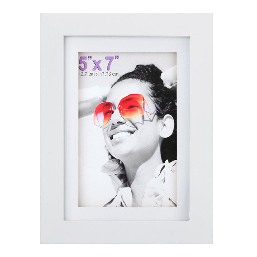 RPJC 5x7 inch Picture Frame Made of Solid Wood and High Definition Glass Display Pictures 4x6 with Mat or 5x7 Without Mat for Wa