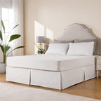 Miye Pleated Waffle Weave Bed Skirt, Tailored Dust Ruffle 22 Inch Drop Easy Fit, Machine Washable (White, Twin - 22'' Drop)