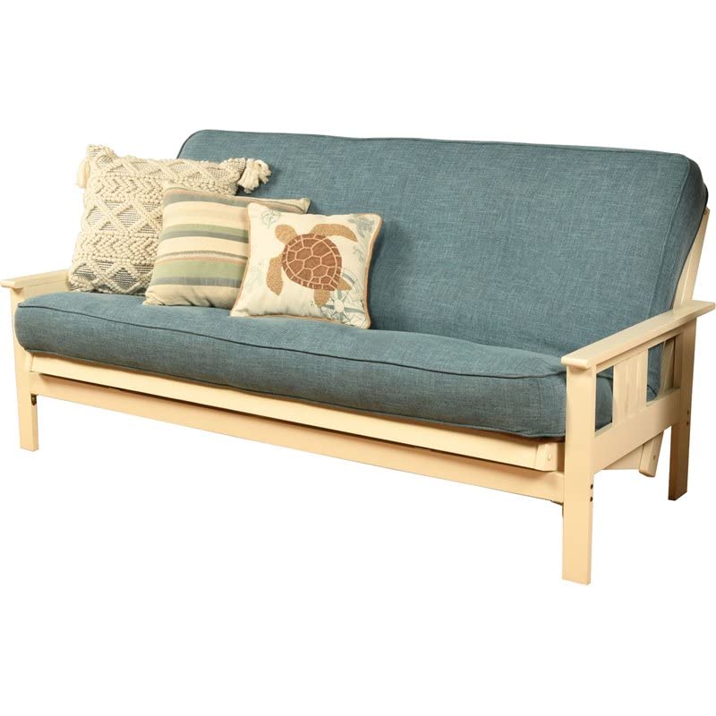 Kodiak Furniture Monterey Antique White Sofa with Aqua Blue Fabric Mattress