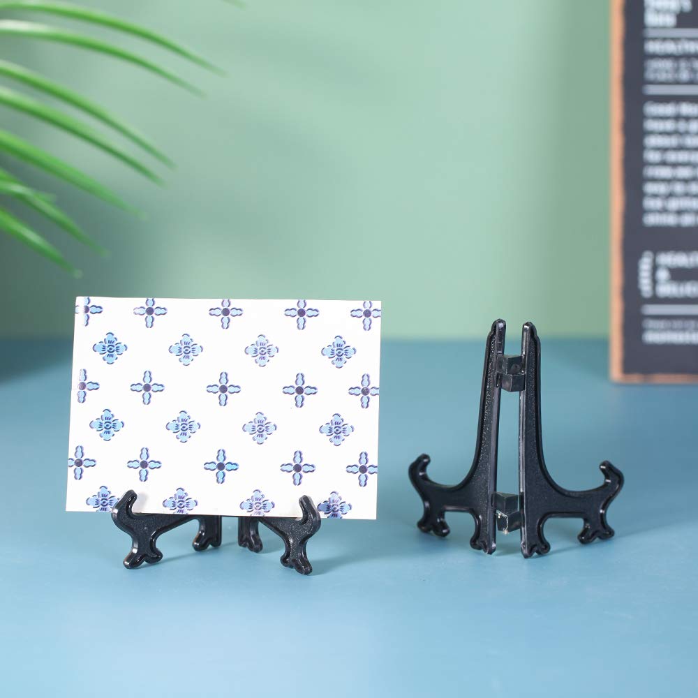 Artliving 4'' Black Plastic Stand Cookie Holder Display Stand Place Card Holder Display Easels At Weddings, Birthday Party(24 Pa