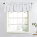 NICETOWN Bathroom Valances for Small Windows, Rod Pocket Elegant 52 inches by 18 inches Scalloped Valance Curtain Panel for Livi