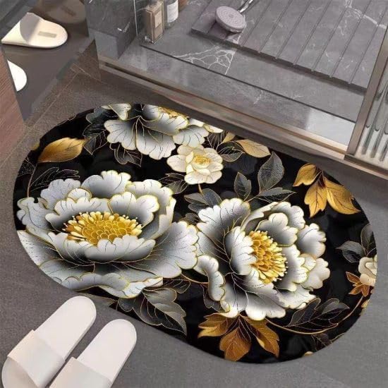 JOFIX 1PCS 5D Door Flower 5D Bathroom Flower Mat Visual AntiSlip Absorbent Mat | Quick Drying NonSlip Bath Mat | Anti Skid Wat