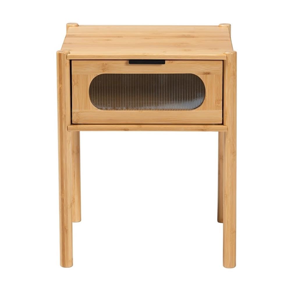Baxton Studio Naresh Natural Brown Bamboo Wood 1-Drawer End Table