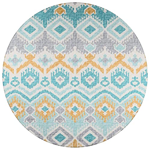 Sedona Sn2 Blue Bohemian Rug Round 8' X 8'