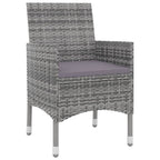 vidaXL 3 Piece Outdoor Dining Set with Cushions - Patio Furniture in Gray Poly Rattan and Black Glass Top, Weather-Resistant & Easy Clean