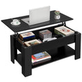 Yaheetech Wooden Coffee Table, Lift Top Coffee Table with Large Hidden Storage Shelf, Lift Tabletop Dining Table for Living Room