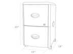 Storex 2-Drawer Mobile File Cabinet with Lock 19 x 15 x 23 Inches, Metal Accent Panels (STX61351U01C),Silver/Black