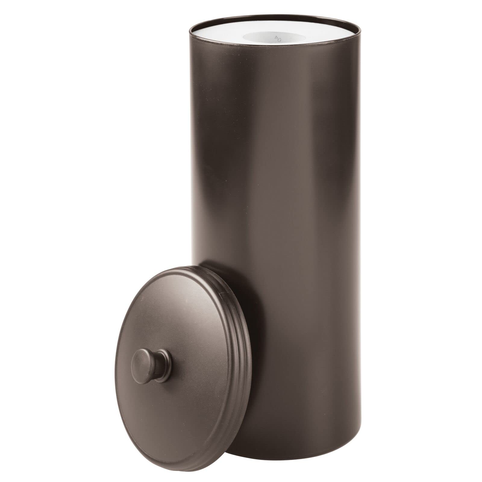 mDesign Free Standing Toilet Paper Holder - Toilet Paper Storage for Bathroom - Toilet Roll Holder Free Standing in Black