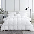 Luxurious White Solid Medium Weight, Oversized Queen Size Goose Feathers Down Comforter For All-Season Weather Duvet Insert, Pre