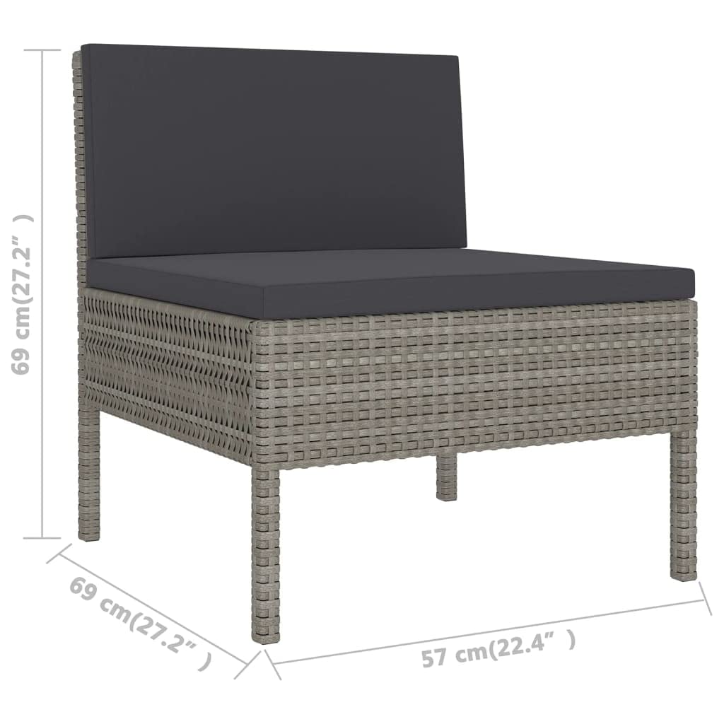 vidaXL Patio Lounge Set 5 Piece, Patio Furniture Set for Outside, Sectional Sofa with Cushions, Sofa, Farmhouse Modern, Poly Rattan Gray