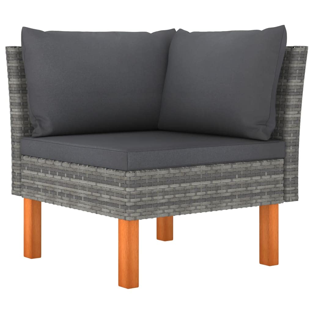 vidaXL Patio Sofa 4-Seater, Outdoor Sofa for Porch Backyard Balcony, Patio Couch with Cushions, Corner Sofa, Farmhouse Modern Style, Gray Poly Rattan
