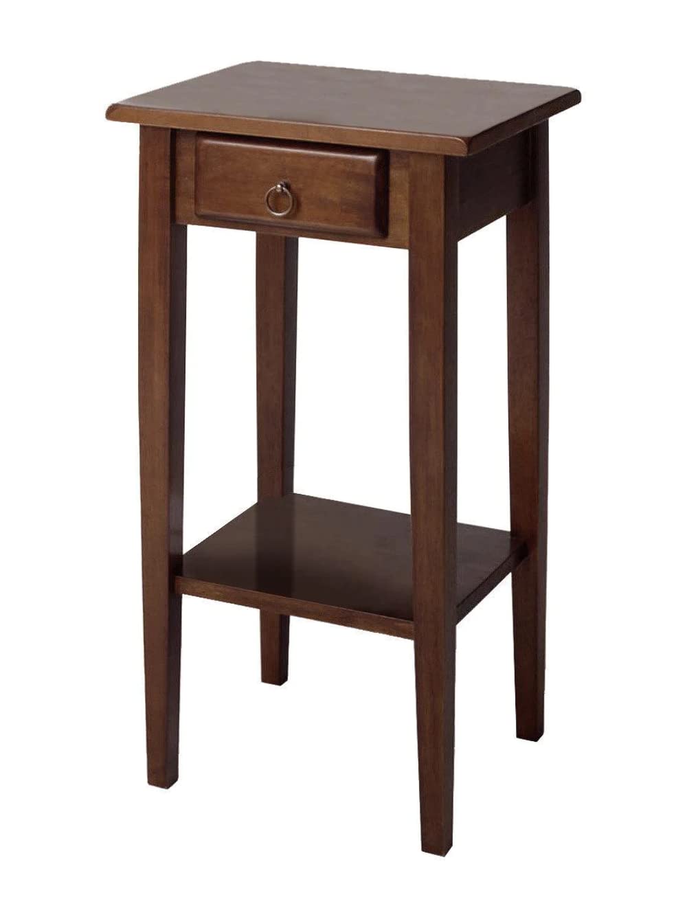 Winsome Regalia Solid Composite Wood Accent Table With Drawer, Shelf - Antique Walnut