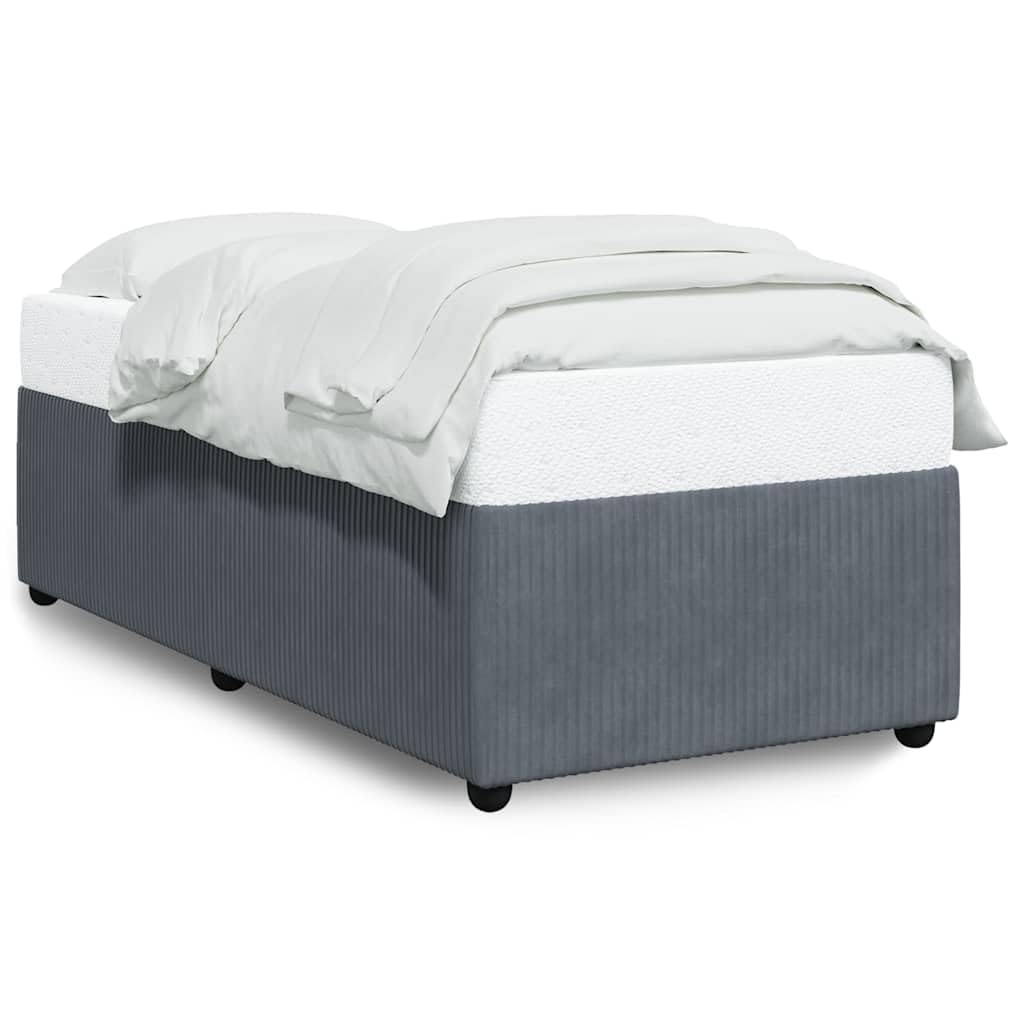 vidaXL - Twin Velvet Upholstered Bed Frame/Dark Gray Mattress Base with Slats/Sturdy Bedroom Furniture for Ultimate Comfort