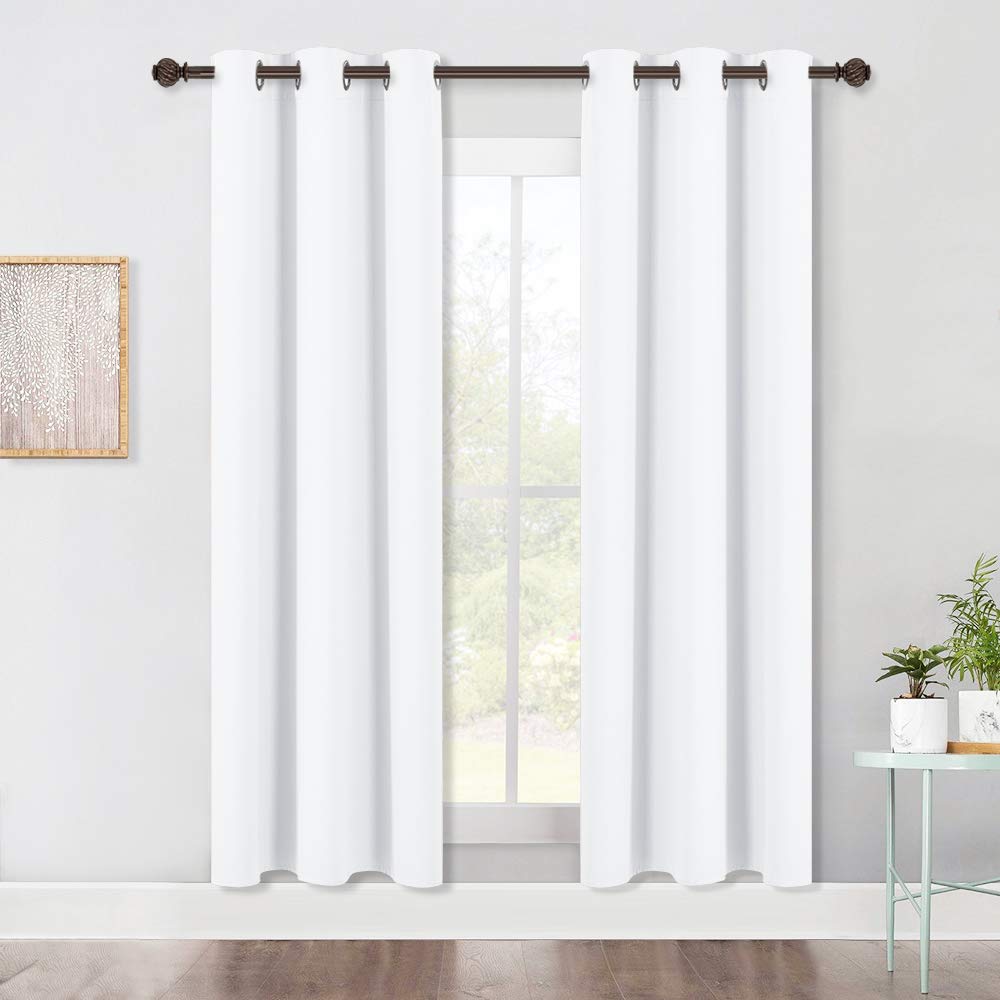 Nicetown 50% Blackout White Curtain Set - Modern Design Solid Grommet Draperies/Drapes For Living Room, Window Dressing For Pati