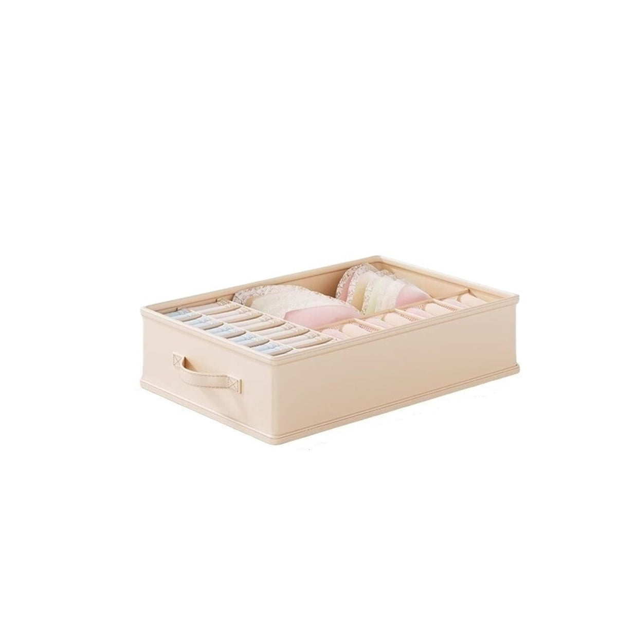 Afkfkr Underwear Storage Box Organizer Multifunctional Home Wardrobe Drawer Bag(Beige,17Grid,NoLid)