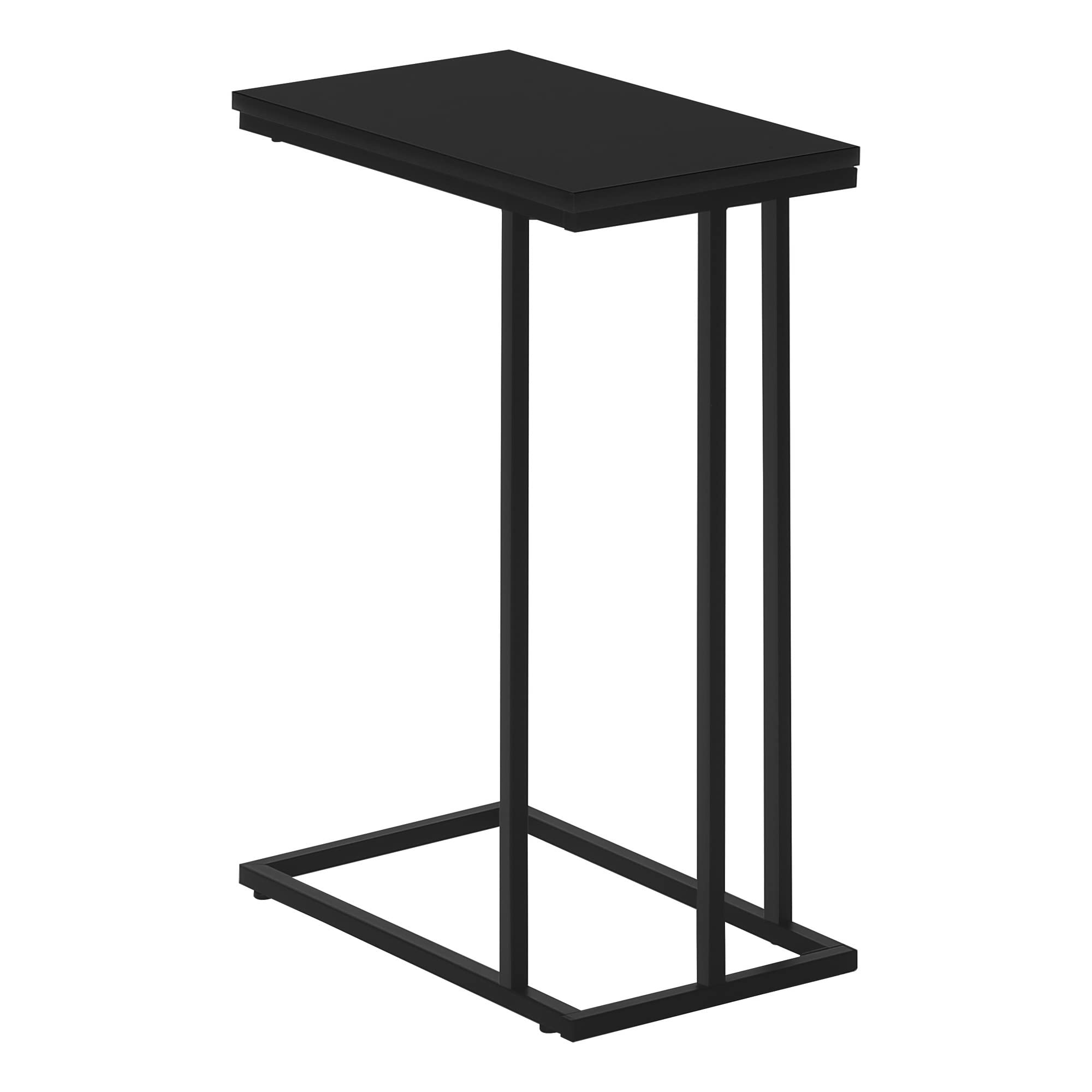 Monarch Specialties I 3467 Accent Table, C-Shaped, End, Side, Snack, Living Room, Bedroom, Metal, Laminate, Black, Contemporary, Modern