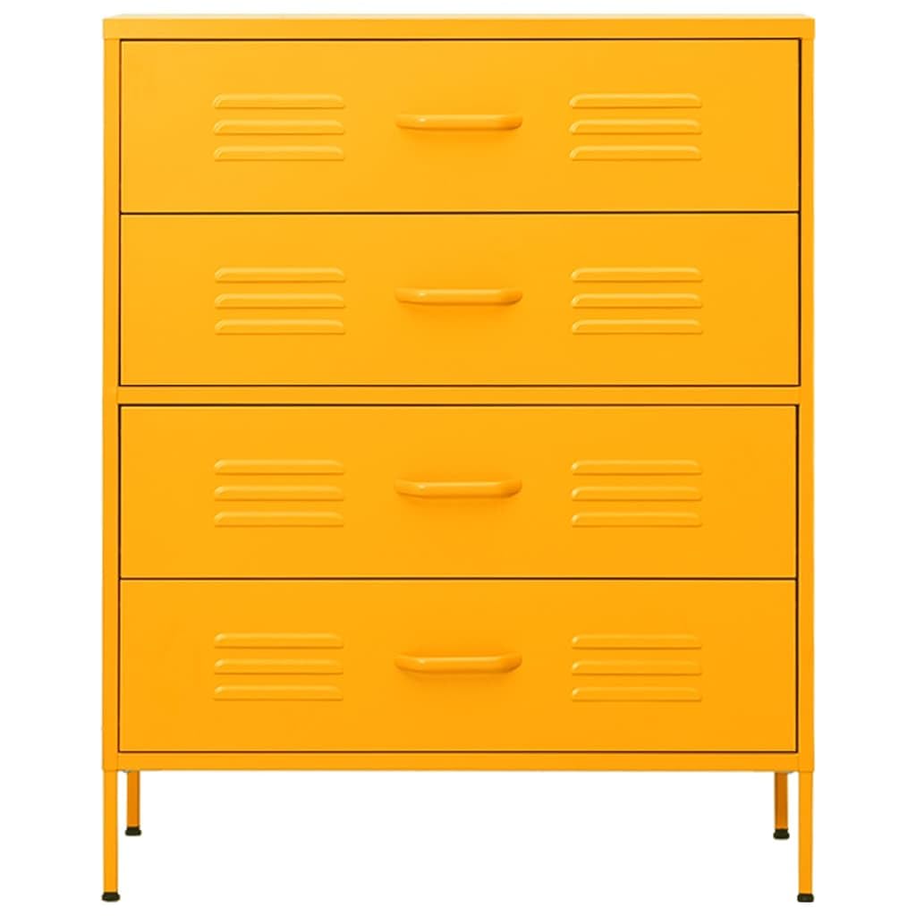vidaXL Chest of Drawers Mustard Yellow 31.5&quot;x13.8&quot;x40&quot; Steel