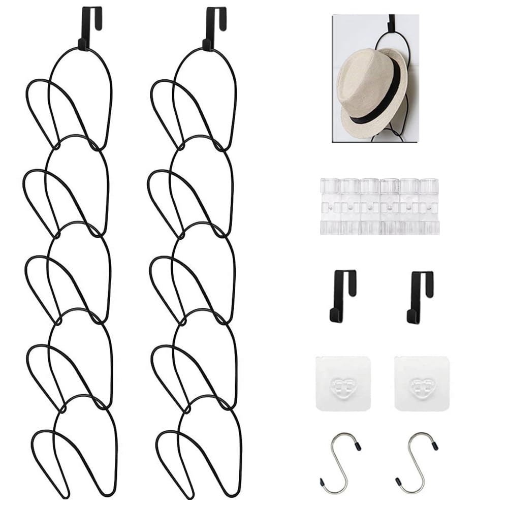 LINFIDITE 10 Pack Hat Rack Hanger Holder Organizer Closet Hanging Baseball Cap Display Storage Rack for Scarves Handbags Towels 
