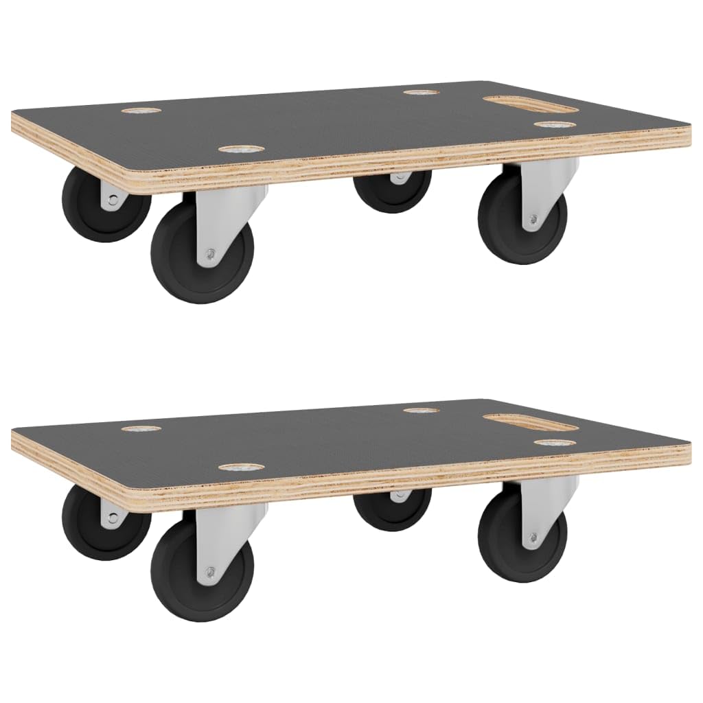 vidaXL Transport Trolleys 2 pcs Rectangular, 23.6&quot;x15.7&quot;x4.5&quot;, 551.2 lb, with Anti-Slip Surface - Plywood and PF Material - Mobile, Flexible and Handy Design for Moving Furniture and Appliances