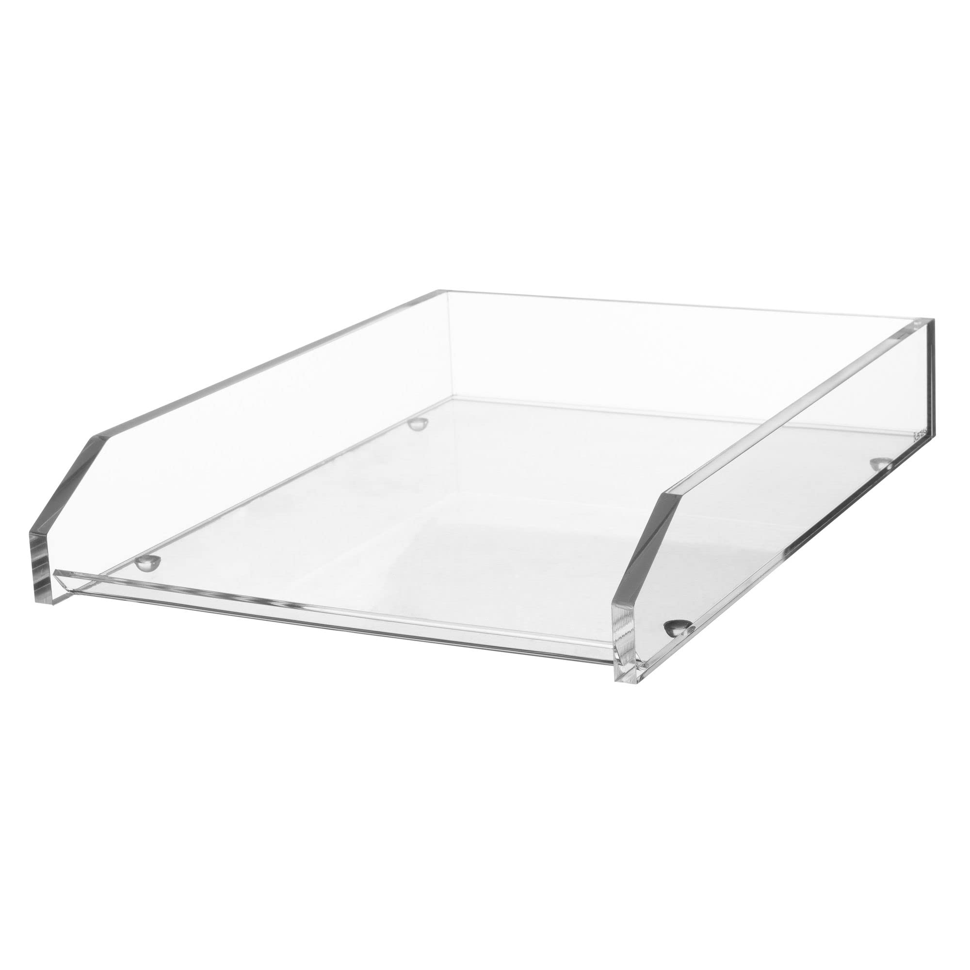 Kantek Clear Acrylic Large Letter Tray, Stackable Desk Organizer, Front Loading, 10.6' X 13.9' X 2.5', Non-Skid Feet, Office