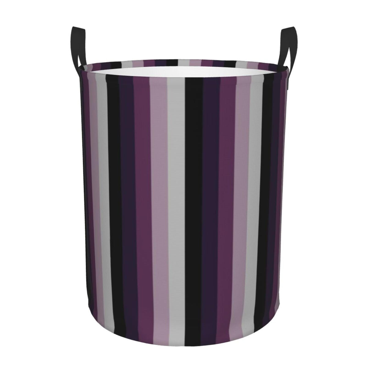 Large Laundry Basket, Dark Purple And Black Stripes Waterproof Foldable Laundry Hamper, Collapsible Dirty Clothes Storage Organi