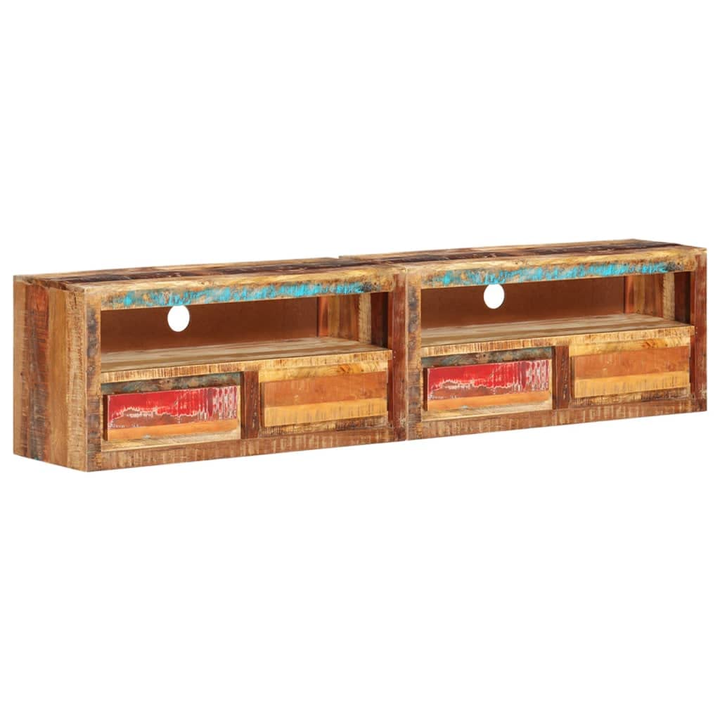 Vidaxl 2-Set Tv Cabinets, Solid Wood, Reclaimed & Handcrafted, Versatile Use For Tv Stand Or Lowboard, Ample Storage, Sheesham Wood Finish, 34.6&quot;X11.8&quot;X15.7&quot;