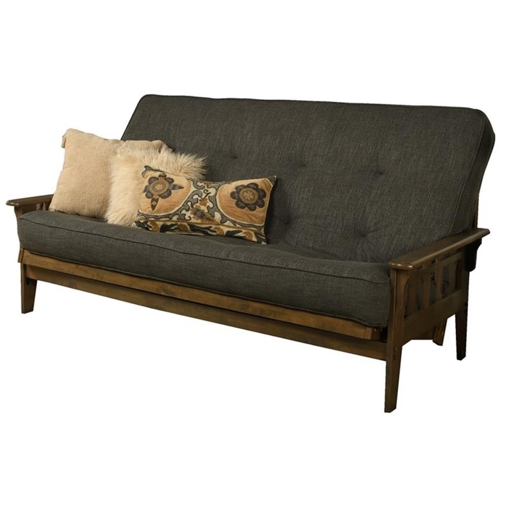 Kodiak Tucson Queen Futon Frame and Mattress Set - Wood Futon with Mattress Included in Charcoal Color