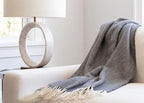 HomeRoots Ocean Cotton/Acrylic Teal Blue and White Dreamy Soft Herringbone Throw Blanket