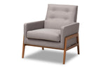 Baxton Studio Perris Mid-Century Modern Light Grey Fabric Upholstered Walnut Finished Wood 3-Piece Living Room Set