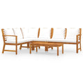 vidaXL Patio Lounge Set - Strong Acacia Wood, Stylish Slatted Design, Comfortable Padded Cushions, Cream Color, 4 Piece Set Incl