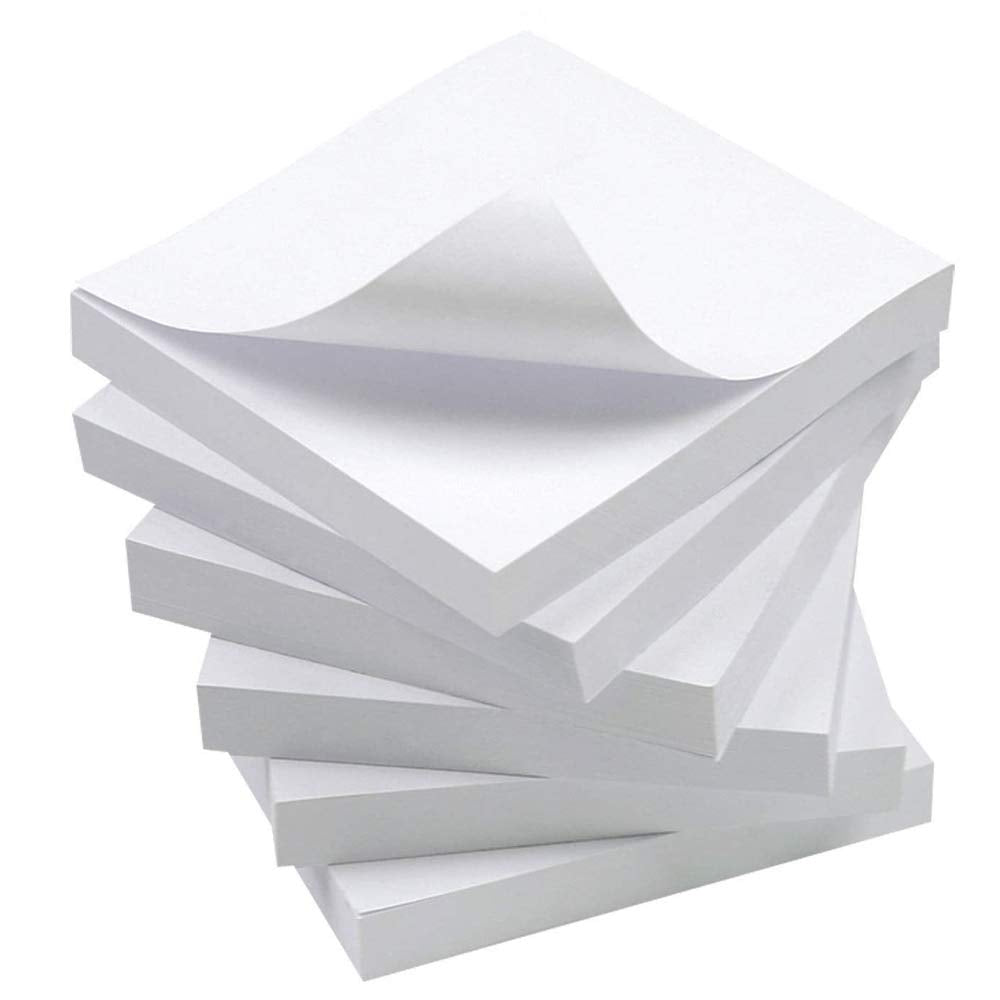 White Sticky Notes, 6 Pads, 3 X 3 Inch, 100 Sheets/Pad, Self-Stick Notes Pads, Easy Post Notes For Office, School, Home (White)
