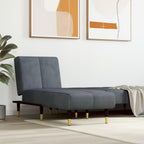 vidaXL Dark Gray Velvet Chaise Longue - Multipurpose 3 Position Reclining Sofa for Living Room and Bedroom, Soft Upholstery, Sturdy Metal Frame & Easy Assembly