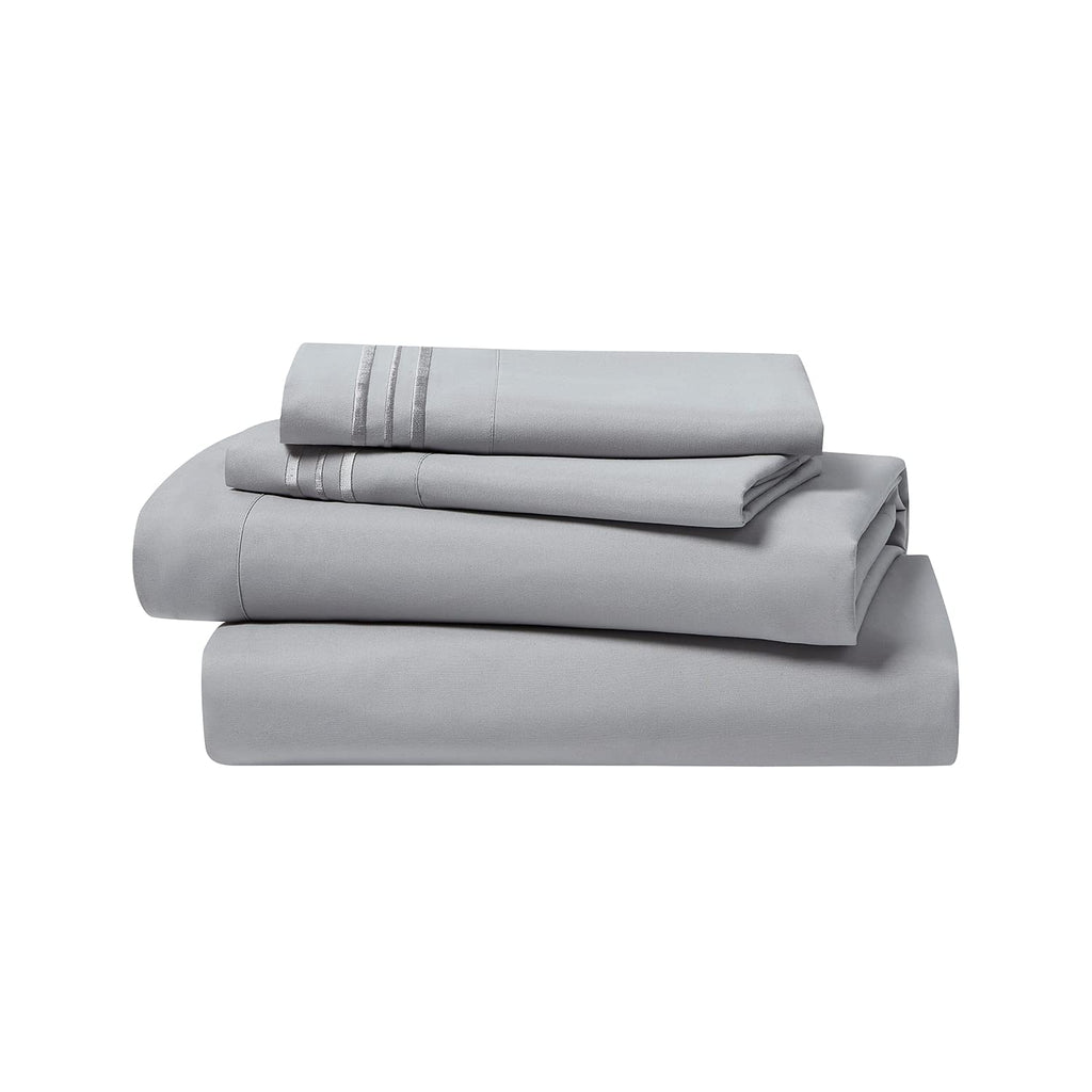 Clara Clark Bed Sheets, Premier 1800 Series 4 Piece Bed Sheet Set, Deep Pocket, Wrinkle, Fade, Stain Resistant, Luxury Soft Bedding Sheets & Pillowcases, Queen, Silver Gray