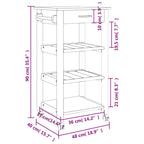 vidaXL Solid Wood Pine Kitchen Trolley Cart - Rolling Utility Organizer with Drawers, Shelves, and Wheels, Gray/Honey Wax, 18.9x15.7x35.4