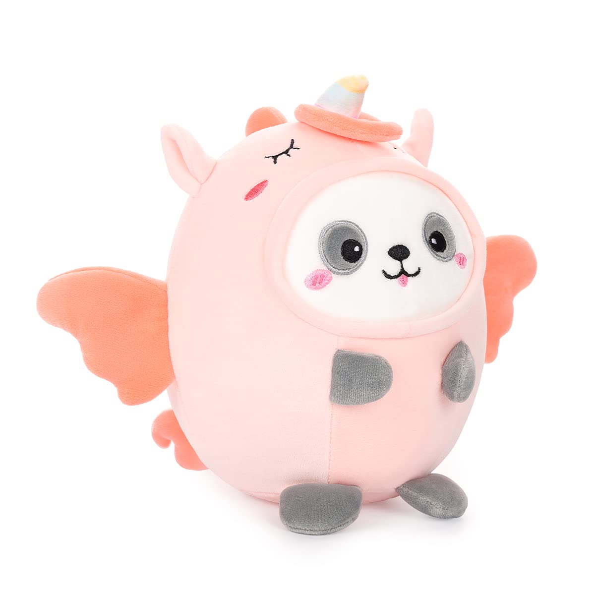 AIXINI Cute Panda Unicorn Plush Pillow 8' Pandacorn Stuffed Animal, Soft Kawaii Panda Plushie with Pink Unicorn Outfit Costume 