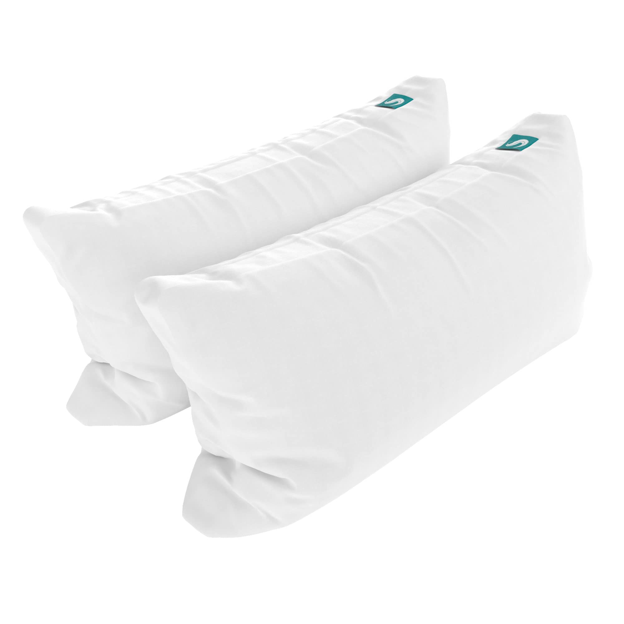 Sleepgram Bed Support King Size Hypoallergenic Cool Sleeping Loft Soft Pillows With Machine Washable Microfiber Covers, White (2