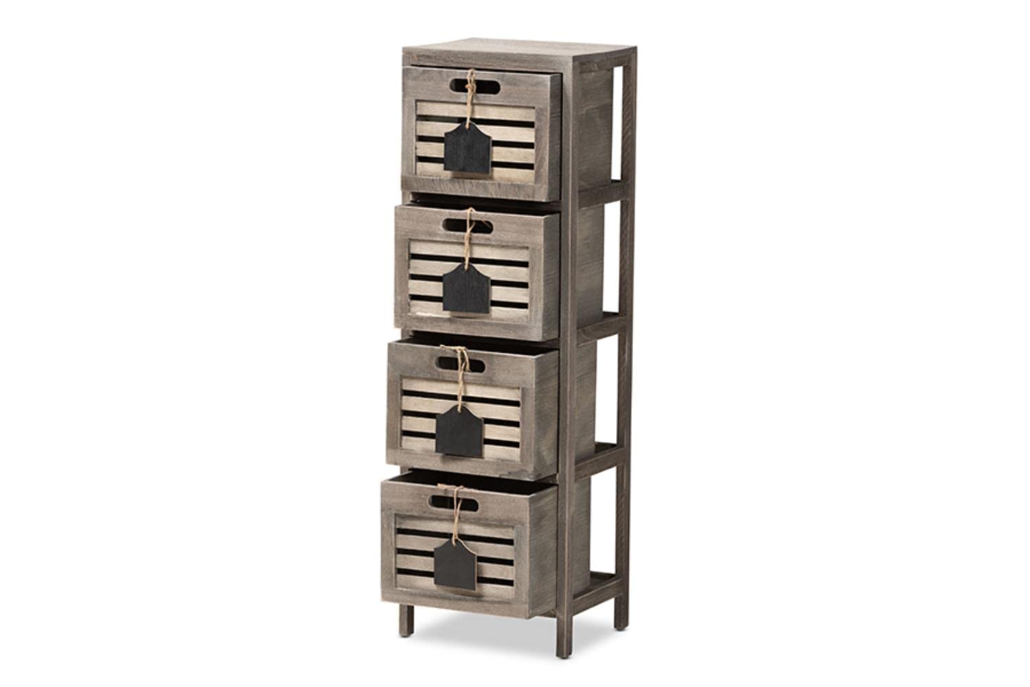 Baxton Studio Valko Grey Finished Wood Storage Unit with Four Baskets
