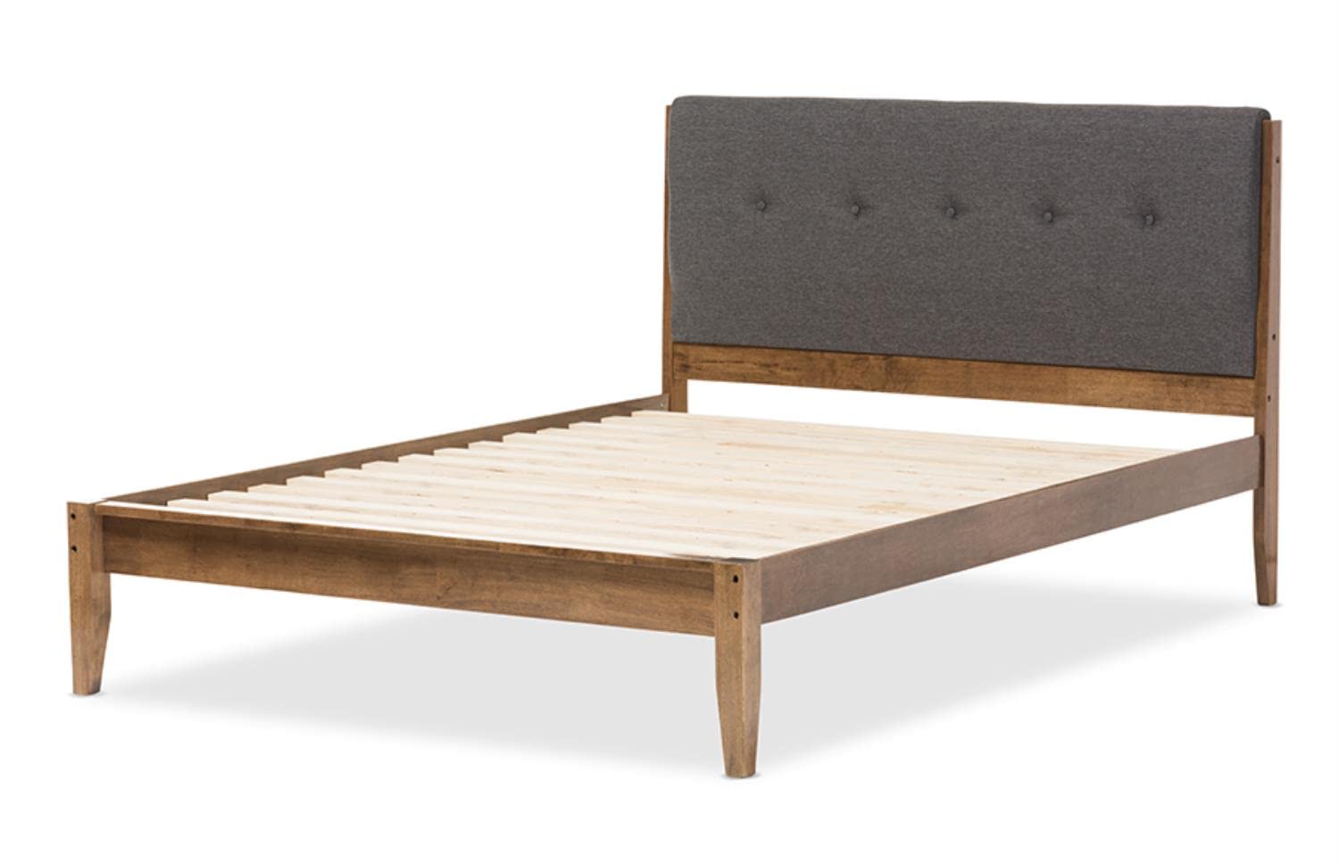 Baxton Studio Leyton Mid-Century Modern Upholstered Platform Bed King