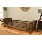 Kodiak Furniture Washington Queen Size Futon Frame and Mattress Set - Wood Futon Frame with Mattress Included in Suede Black Color
