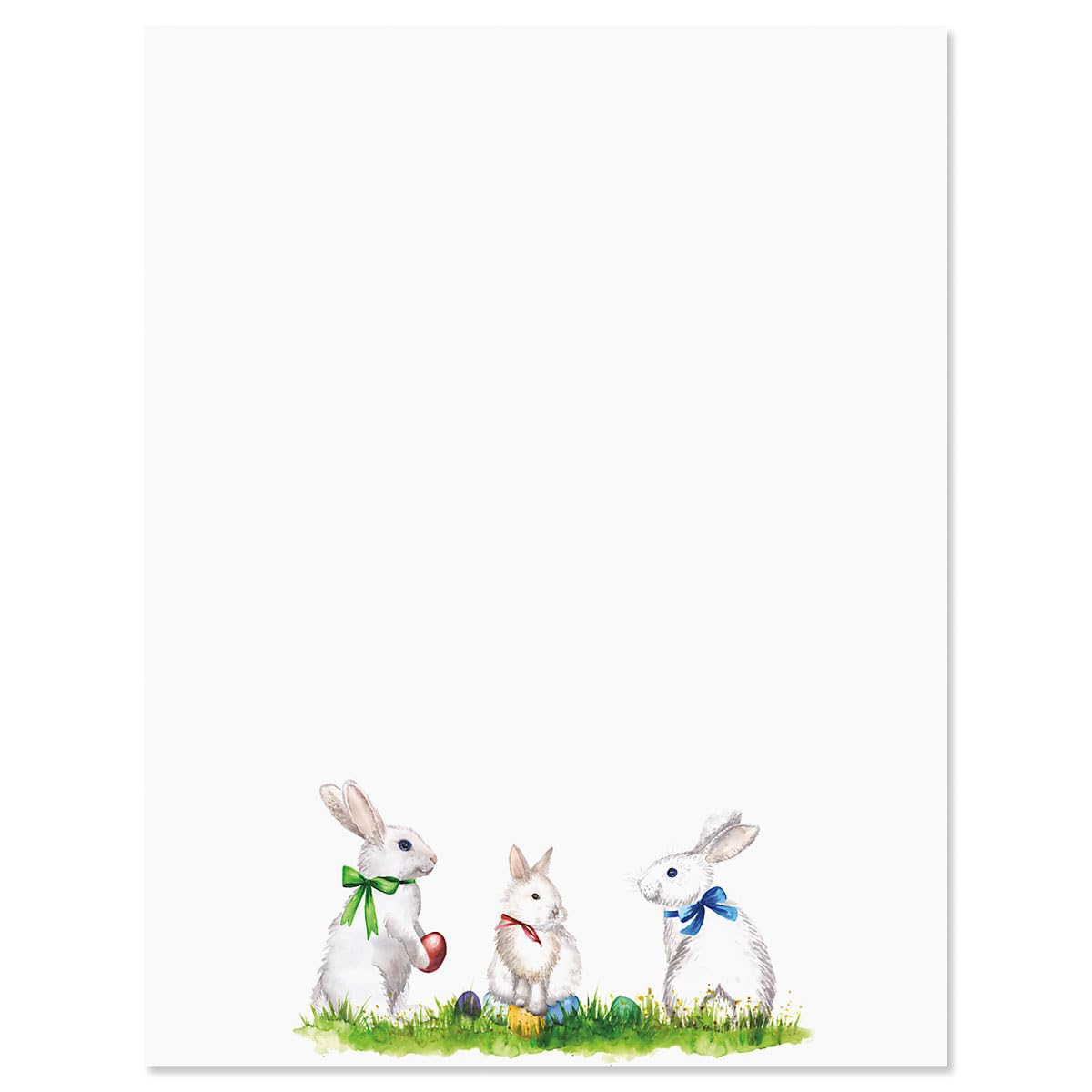 Current Easter Bunnies Letter Paper - Decorative Spring Stationery Sheets With Bunny Border, Printable Holiday, Wedding & Bridal