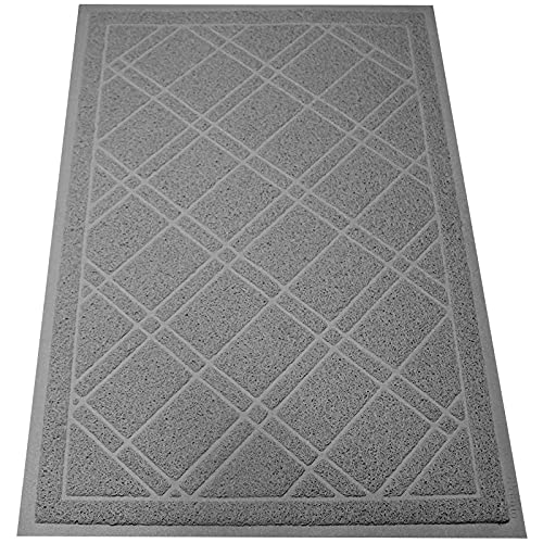 Sliptogrip Universal Door Mat, Plaid Design - Grey, 42 X 35 - Anti Slip, Durable & Washable, Outdoor & Indoor Floor Welcome Mat