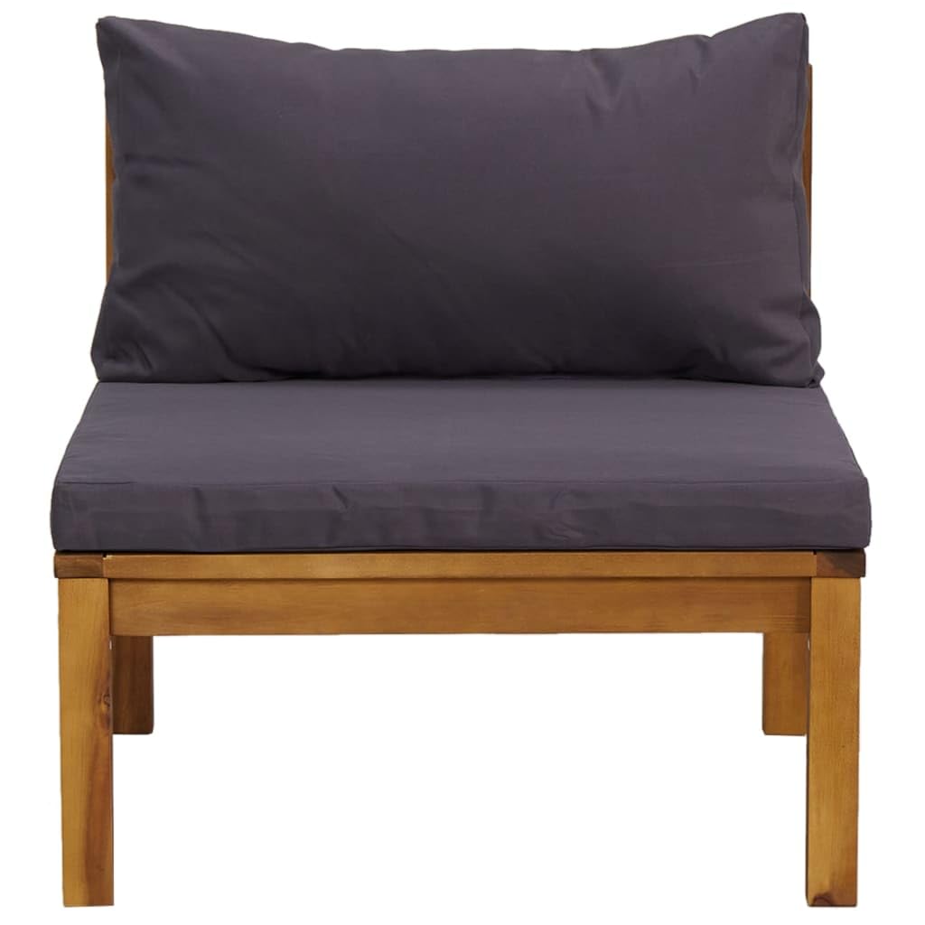 vidaXL 2 Piece Sofa Set with Dark Gray Cushions Solid Acacia Wood