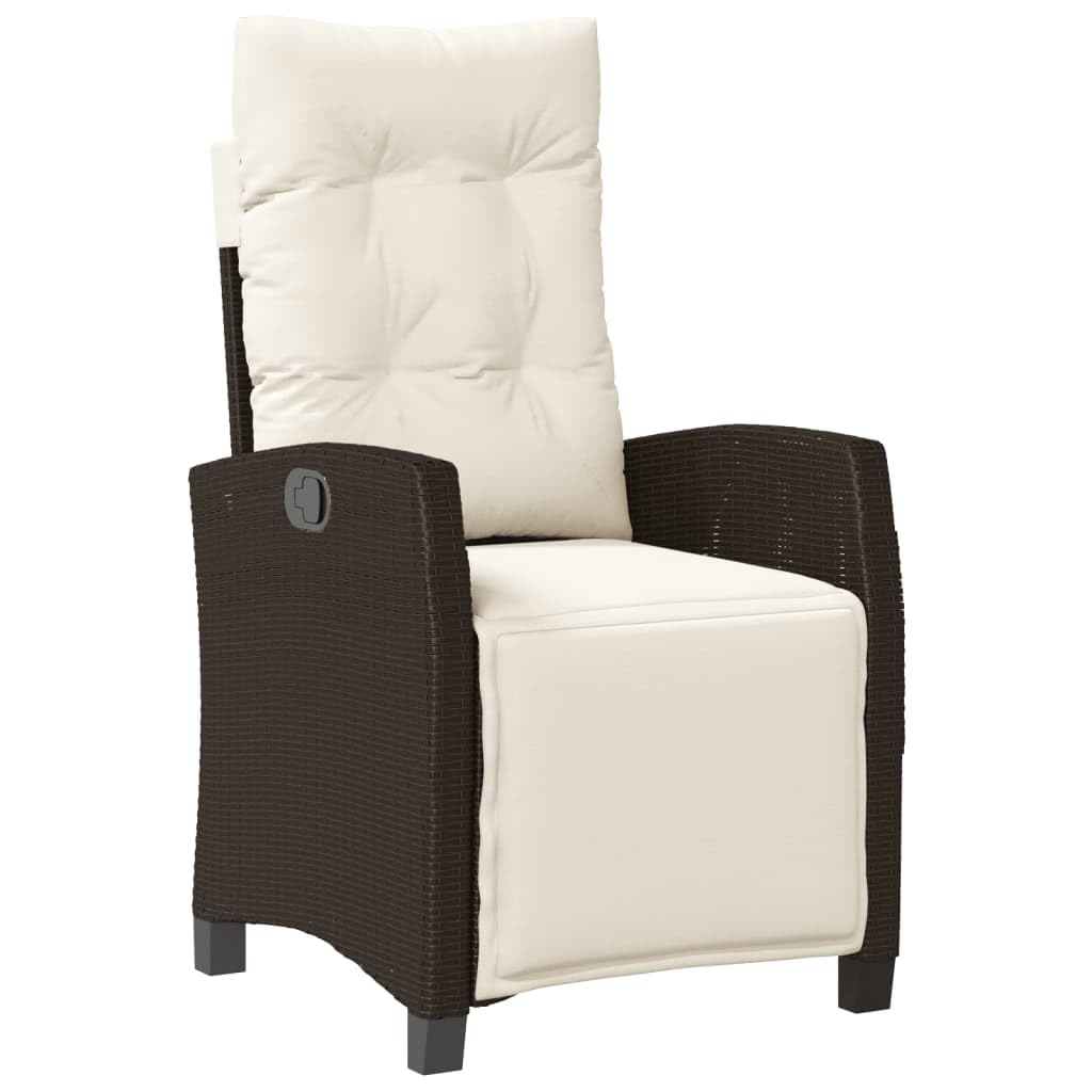 vidaXL 9-Piece Patio Dining Set - PE Rattan, Adjustable Backrest & Footrest, Tempered Glass Tabletop, Cushioned, Brown/Black