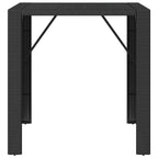 vidaXL Black Bar Table with Glass Top, Weather Resistant Poly Rattan & Sturdy Steel Frame, Easy to Clean Tempered Glass Tabletop - Ideal for Garden, Patio, Pub - 41.3"x31.5"x43.3" Dimensions