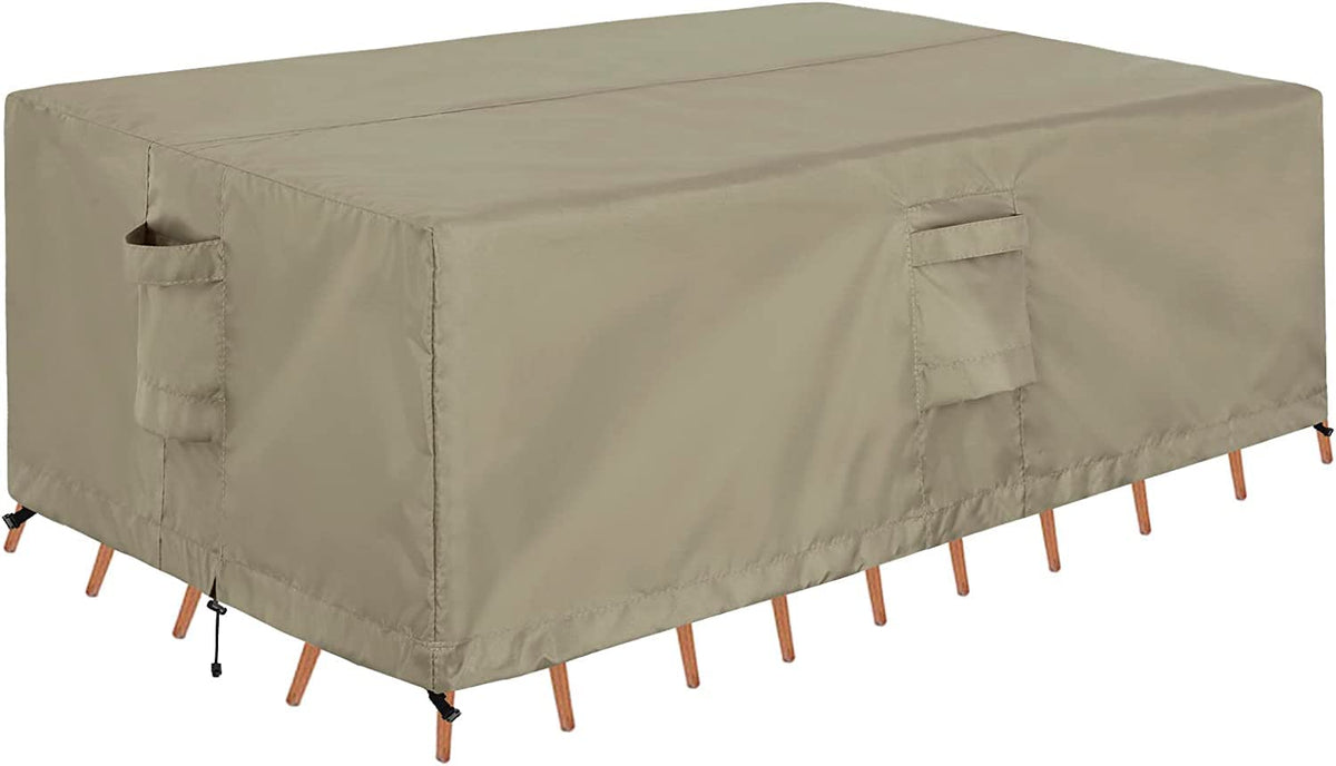 Outdoorlines Outdoor Waterproof Patio Table Furniture Set Covers - Rectangle Couch Sectional Cover Outside Weatherproof Patio Furniture Covering For Deck, Lawn And Backyard 126'L X 63'W X 28'H, Camel