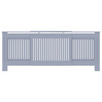 vidaXL Radiator Cover with Adjustable Length, Slatted Design Heater Cover Cabinet with Storage Shelf, Hide Cluttered Pipes, MDF, 55.5-80.7''x7.5''x32.1'', Grey