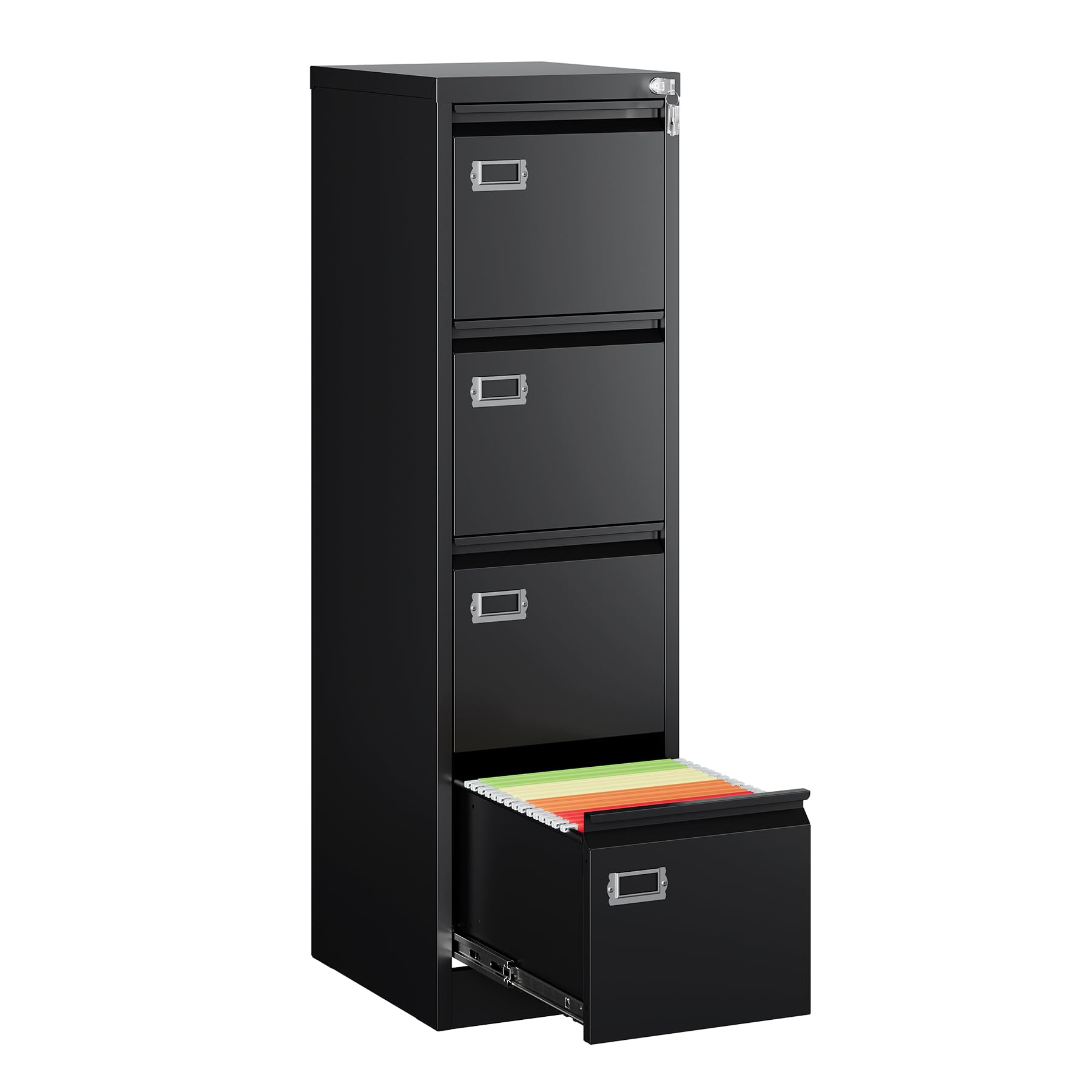 MIIIKO 4 Drawer Filing Cabinets with Lock, Metal File Cabinet with 4 Drawers, Home Office File Folders Cabinet for Letter Legal 