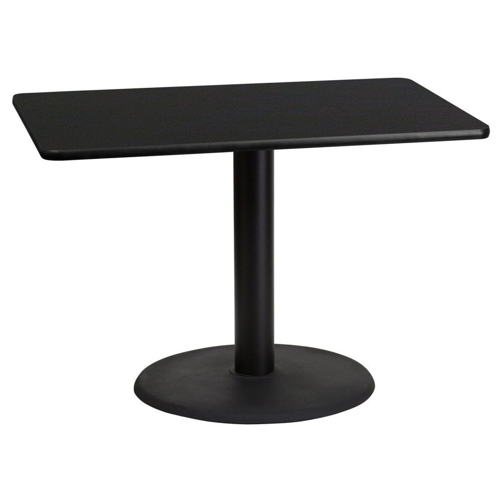 Flash Furniture 30'' X 42'' Rectangular Black Laminate Table Top With 24'' Round Table Height Base