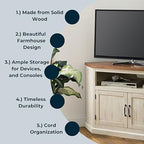 Martin Svensson Rustic Solid Wood Tv Stand - Antique White And Honey Tobacco Finish - Hexagonal Shape And Farmhouse Design Entertainment Center With Shelves Included